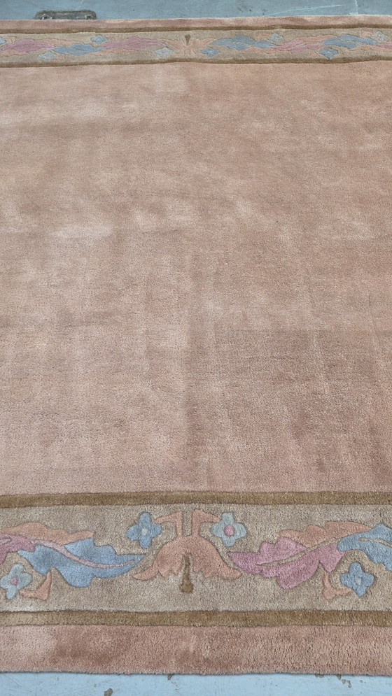 Image 1 of Alfombra moderna de lana hecha a mano, color naranja suave, 247x345cm.