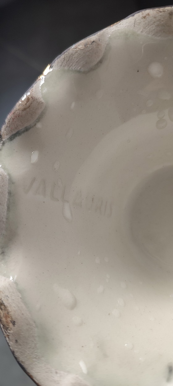 Image 1 of Paar Vallauris-Keramikvasen mit Blumenmuster aus den 1950er-60er Jahren