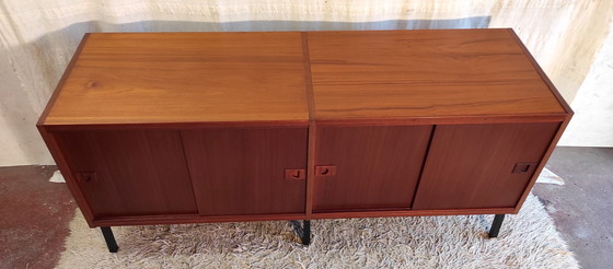 Image 1 of Aparador modernista de teca de René-Jean Caillette para Charron - Años 50/60