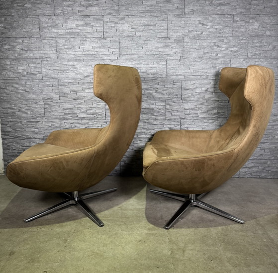 2x Leolux Caruzzo con 1 Pouf Pelle Nubuck – Poltrone, Alluminio (photo 4 of 15)