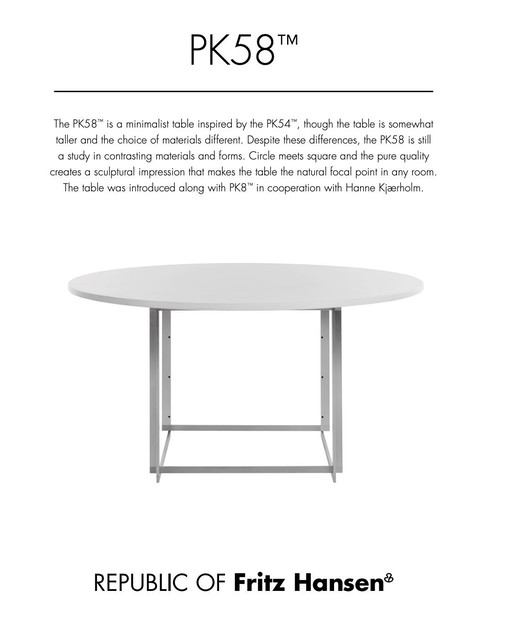 Fritz Hansen PK58 dining table Designed by Poul Kjærholm