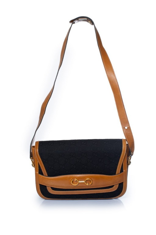 Gucci, Vintage GG Emaille-Tasche mit schwarzem Canvas – schoudertassen, Calfskin (photo 2 of 12)