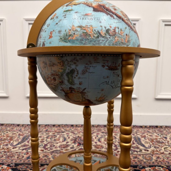 Klassischer englischer Getränkeglobus Standmodell – Getränkeschrank, Papier, Holz (photo 6 of 11)