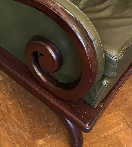Image 1 of Classic leather armchair – Empire style, green leather