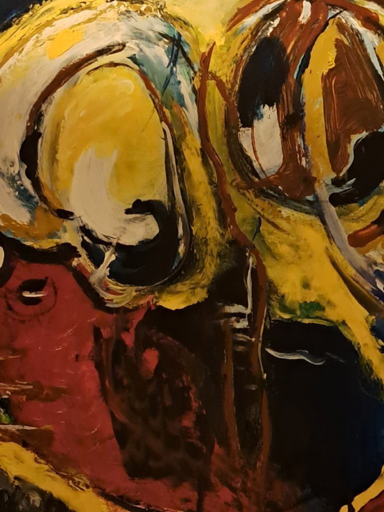 Image 1 of Els Nijhof (1994) – Powerful abstract-expressionist painting (Ø 50 cm)