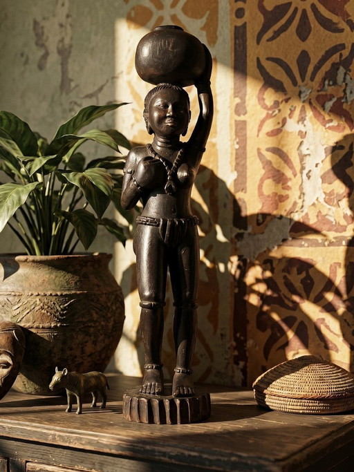 Statuetta africana vintage in legno intagliato, Africa occidentale, XX secolo