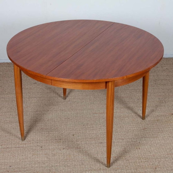 Image 1 of Round, extendable wooden dining table, 1960
