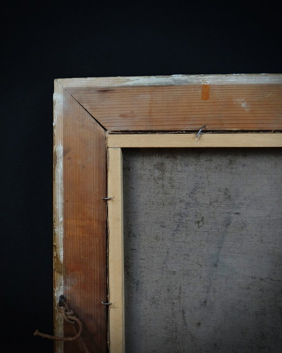 Image 1 of San Giuseppe con in mano un giglio, olio su tela scuola francese del XVIII secolo 51x48 cornice in legno dorato