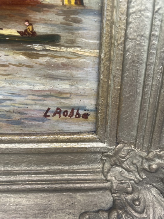 Image 1 of Painting (7): Harbour scene - L. Robbe
