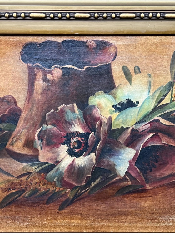 Landschap gesigneerd "Papavers". Olieverf op doek. – Schilderijen & Tekeningen, Canvas (photo 5 of 7)