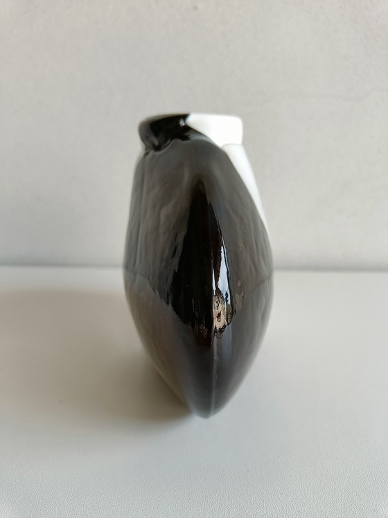 Image 1 of Sculptural Murano Style Glass Vase Black & White, Attributed to Seguso, Italy 1970s–80s