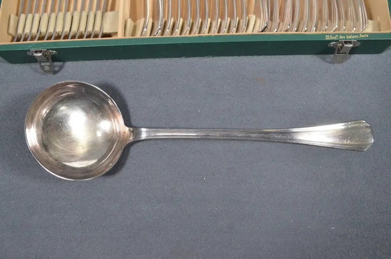 1920s Christofle Boréal Art Deco Silver-Plated Flatware Set by Luc Lanel - 37 Pieces with Case (photo 10 of 17)