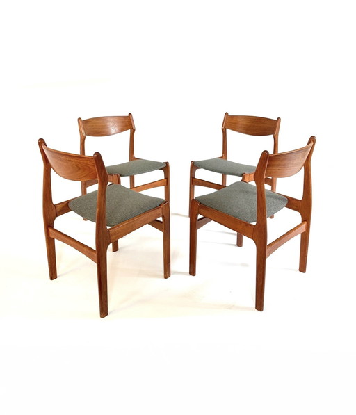Set van 4 gerestaureerde Deense eetkamerstoelen ‘60