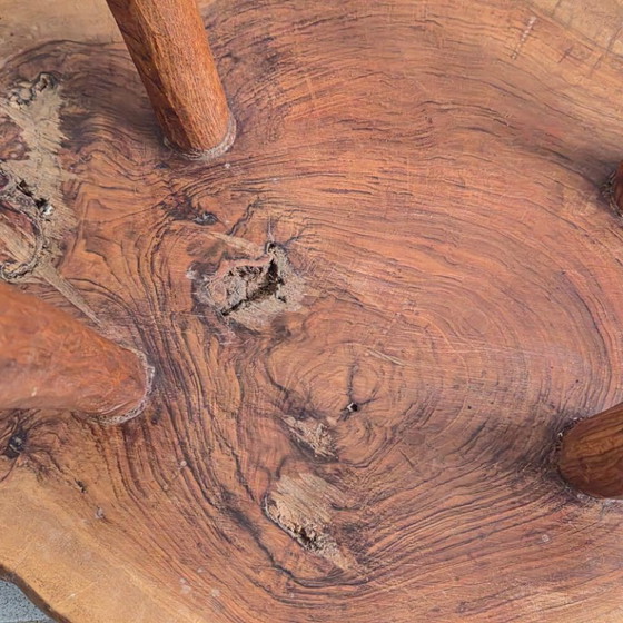 Image 1 of Brutalist side table, 1970s, oak, DLG Jean Touret, Marolles