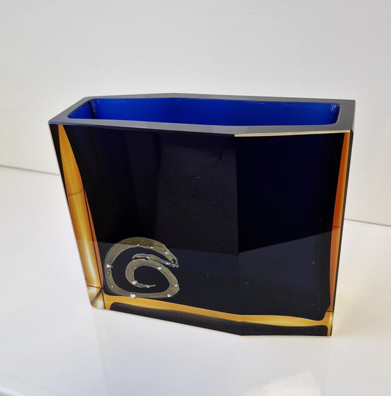 Image 1 of Glazen vaas van Pavel Hlava voor Exbor Egermann Sommerso-Art, circa 1960