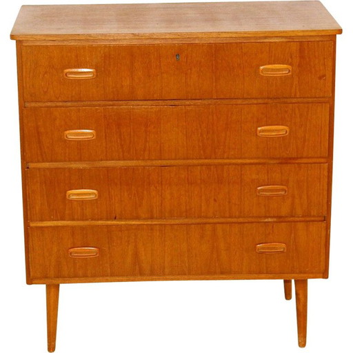 Cassettiera vintage scandinava in teak e faggio, Svezia 1960