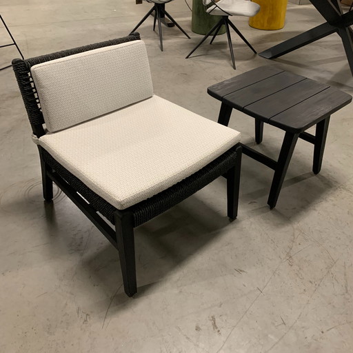 Poltrona lounge Castle Line Teak Black (set da 2) con tavolino laterale