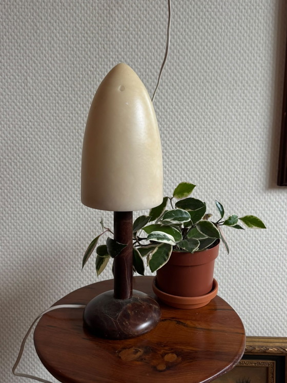 Image 1 of Vintage Alabaster Pegasam Mushroom table lamp
