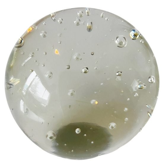 Image 1 of Fermacarte sferico vintage in cristallo trasparente con piccole bolle d'aria, 6 cm