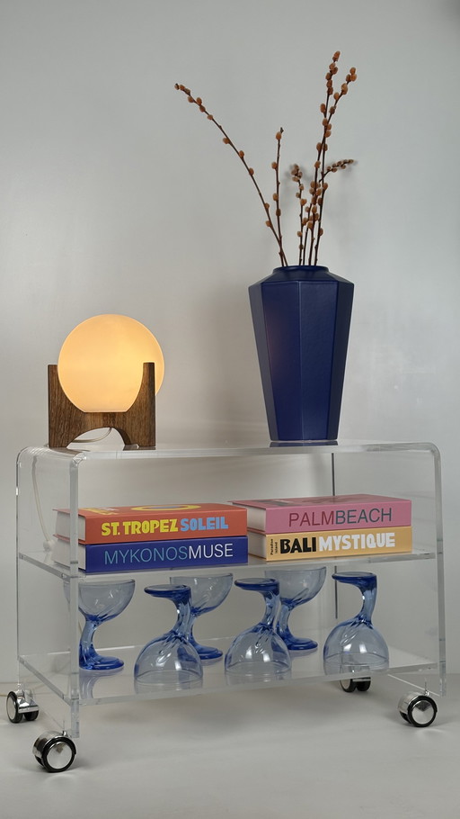 Transparent acrylic plexiglass bar cart - chrome audio furniture