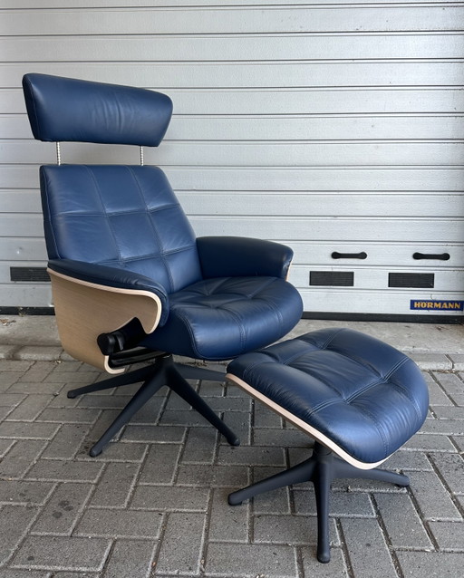 Flexlux Sense con otomana – fauteuils, Wood, Leather