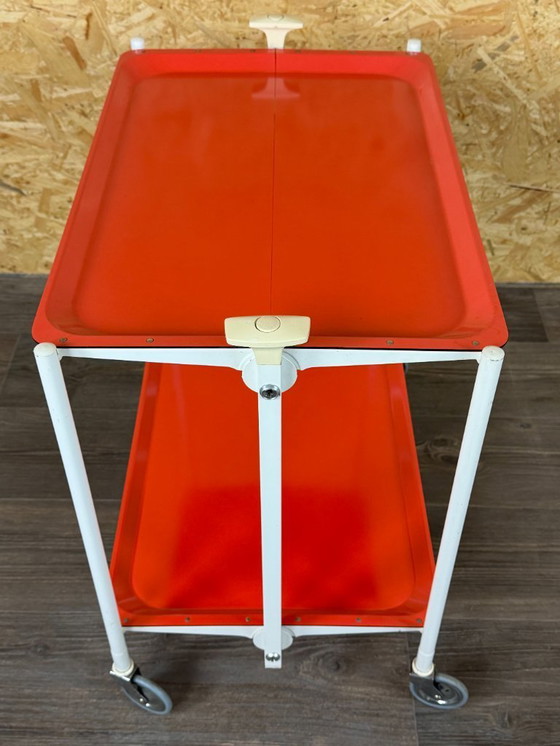 Image 1 of 60er 70er Jahre Servierwagen Dinett Beistelltisch Orange Space Age Design
