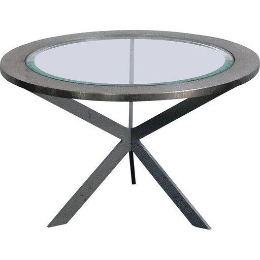 Tavolino da caffè vintage in vetro La Roche Bobois