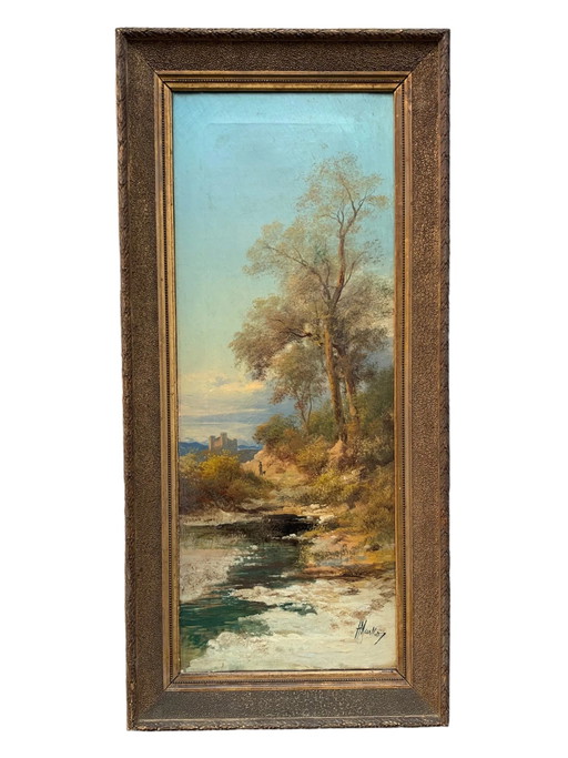 Peinture à l'huile de paysage d'automne Henry Markò, début du XXe siècle, sur toile