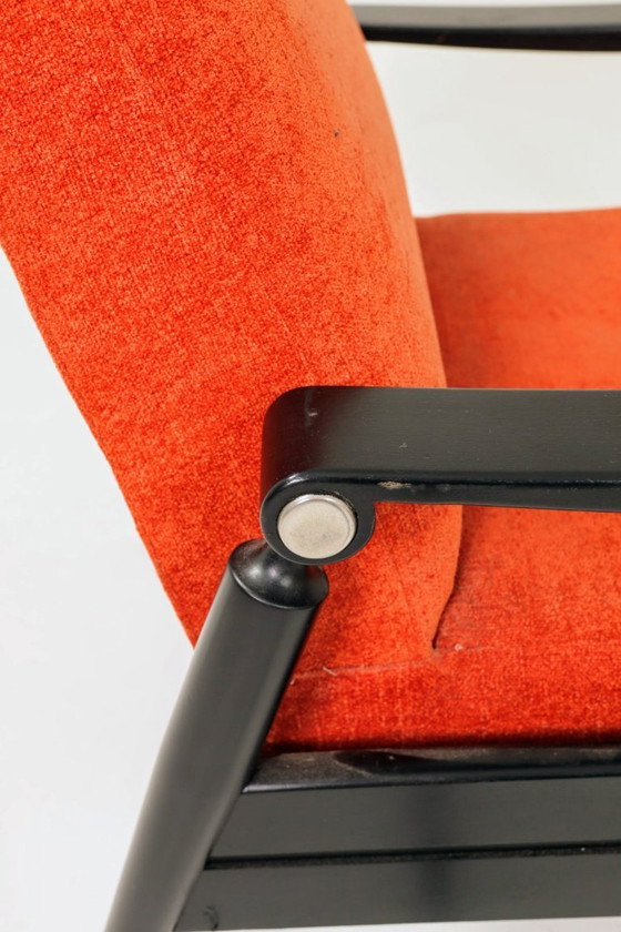 Image 1 of Paire de fauteuils design moderne du milieu du siècle, couleur orange brûlé, années 1960