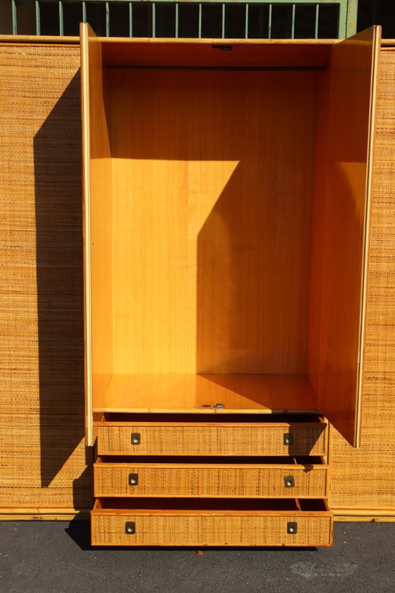 Large rattan and bamboo wardrobe by Dal Vera Italy, Gold (photo 8 of 10)