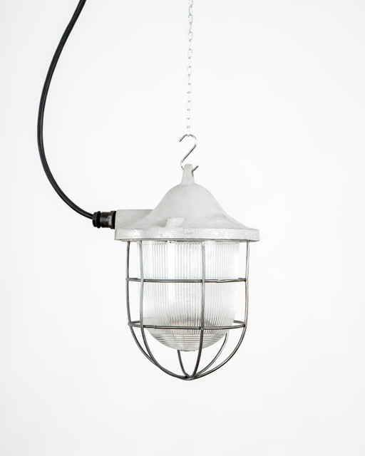 Industrial Pendant Lamp Made Of Cast Iron And Glass