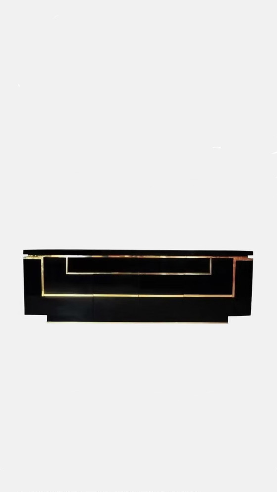 Jean Claude Mahey Black Lacquered Sideboard, France, 1970 – Roche Bobois, Bronze, Wood (photo 4 of 5)