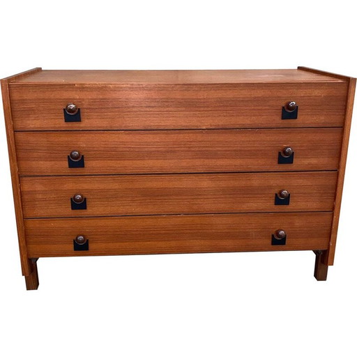Cassettiera italiana d'epoca in teak, 1950