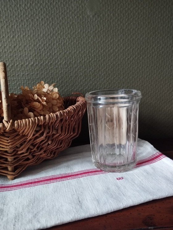 Image 1 of Félix Potin glass jam jar with paper label, 1950s