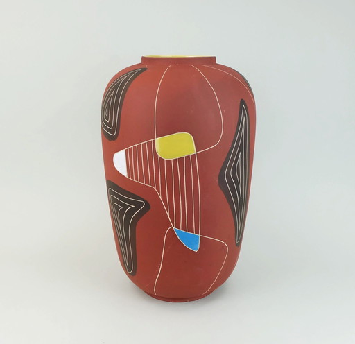 Allemagne de l'Ouest 1950s Mid Century Vase Floorvase Bay-Keramik Decor 'Brasil' Model 543-40