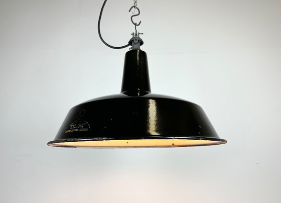 Image 1 of Lampada a sospensione industriale in smalto nero di Reluma, anni '50