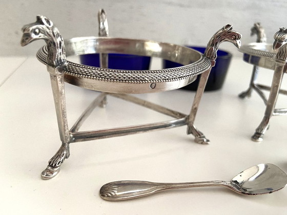 Image 1 of Saltcellars in Solid Silver (950°/°°°) Marked 1st Rooster Empire Consulate Period 1800