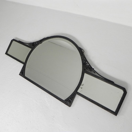 Image 1 of Art Deco mirror with faceted glass in a steel frame, 1930s