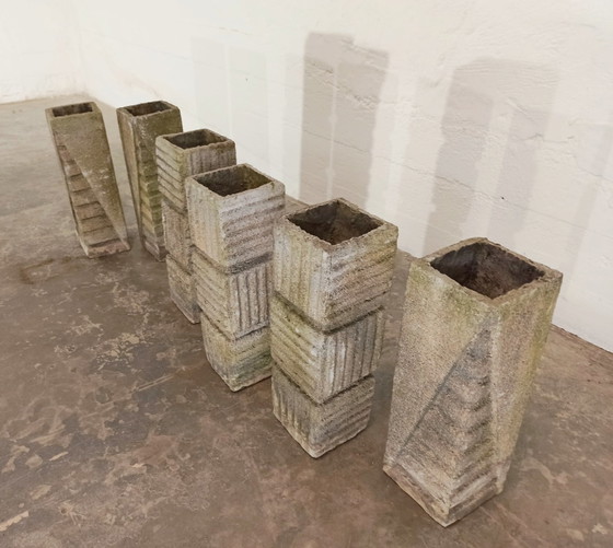 Image 1 of 6 vintage brutalistische plantenpotten