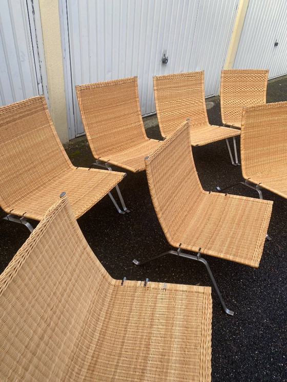 Image 1 of Set di 8 poltrone Pk22 di Poul Kjaerholm, firmate Fritz Hansen