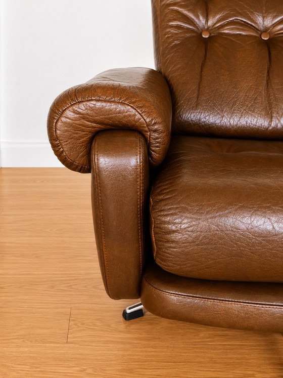 Vintage Danish Mid Century Leather Swivel Chair 1970s – Armchairs (photo 12 of 14)