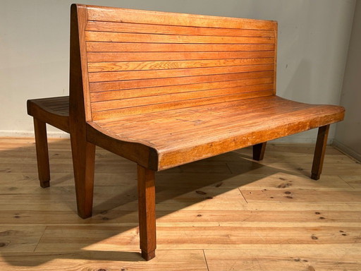 Industrial vintage train bench 1950s