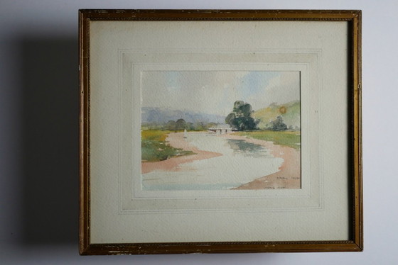 Image 1 of T. Ball, River Otter (Budleigh Salterton, Devon), 1924. Framed watercolor.