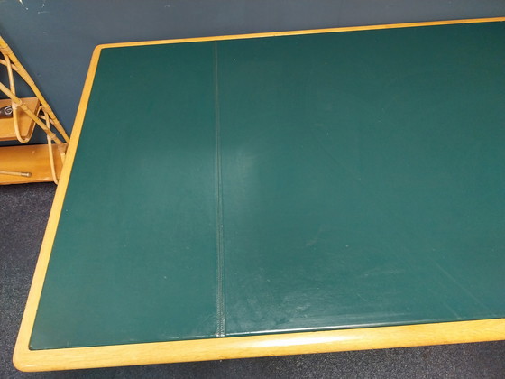 Image 1 of 1 bureau Knoll de 1973, conçu par Warren Platner, avec plateau en cuir vert.