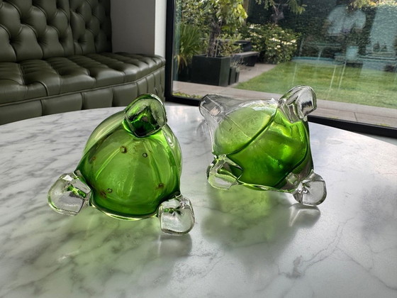 Two glass Vases, green and finished with silver, J H Worrall Son & Co Ltd 1909, Vintage (photo 2 of 5)