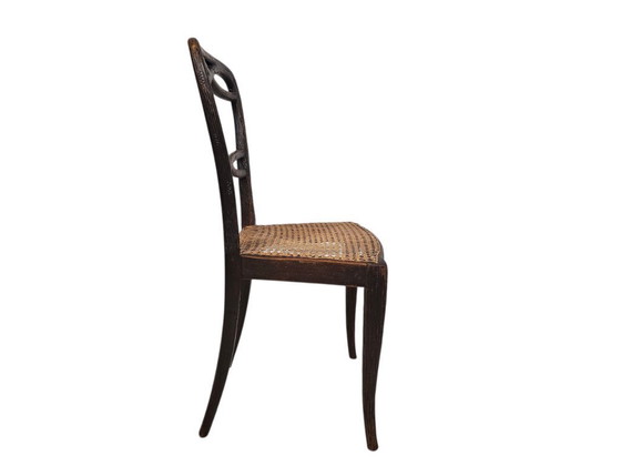 Image 1 of Horrix - Silla de comedor - (madera de cerezo) - Mimbre - La Haya - 1860