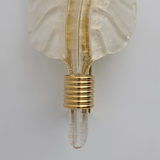 Image 1 of Paar Wandleuchten im Stil von Barovier & Toso, Mid-Century Modern, Muranoglas mit Blattgold