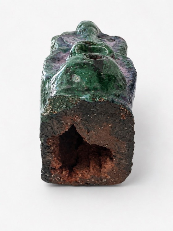Image 1 of Biomorphic Brutalist Ceramic Mask Sculpture Postmodern Studio Pottery 30cm