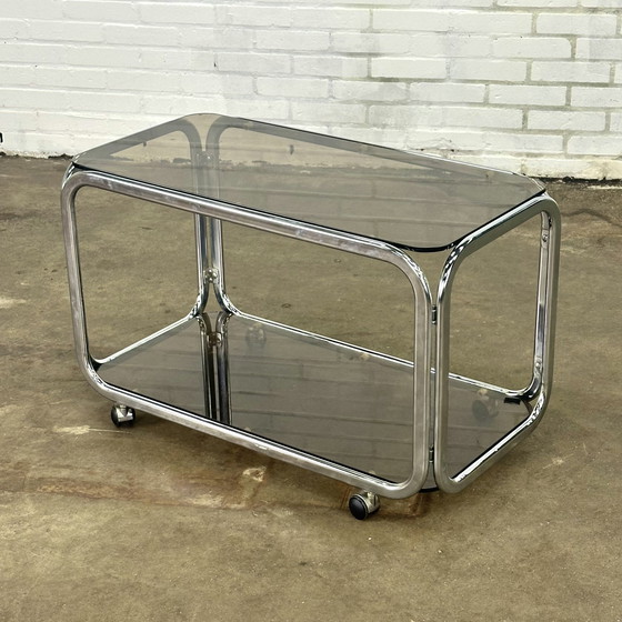 Image 1 of Space Age Coffee Table With Chrome And Smoke Glass