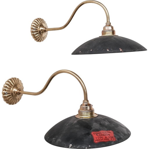 Lampada da parete vintage in ottone e vetro al mercurio, Inghilterra anni '20